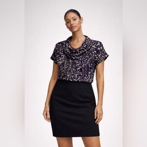 Women’s Bedo Elegant Cowl Neck Blouse in Purple and Black. Size S.